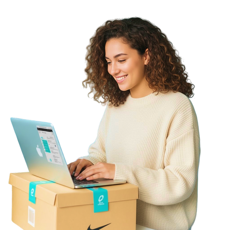 Woman using laptop for online business with Mada payment solution